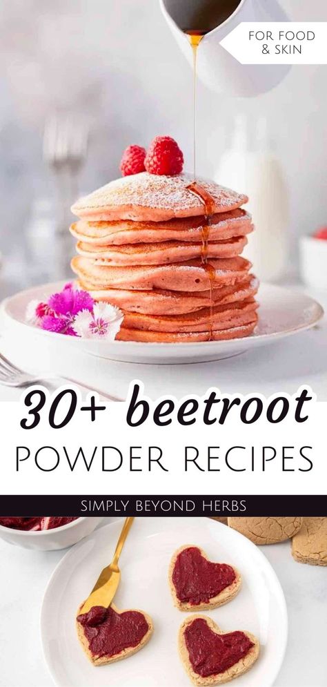 Delve into our 30+ Best Beetroot Powder Recipes to unveil the secret to vibrant colors and nutritional benefits, especially for your skin. These recipes, ideal for Beetroot Powder for Skin, range from baked goods and savory dishes to smoothies, and even DIY beauty and makeup recipes. Discover how beetroot powder can add glow and color to your skin. Find more green living and real food recipes at simplybeyondherbs.com. How To Use Beetroot Powder, Beet Powder Smoothie Recipes, Beet Root Powder Smoothies, How To Use Beet Powder, Recipes Using Beet Powder, Recipes Using Beet Root Powder, Beetroot Powder Benefits, Beet Powder Uses, Beet Root Powder Recipes