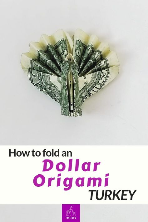 Money Origami Turkey | FaVe Mom Folding Money Easy, Turkey Origami, Origami With Dollar Bills, Folding Money For Gifts Step By Step, Money Folding Ideas Easy, Fold Dollar Bill, Money Gifting, Easy Money Origami, Origami Turkey