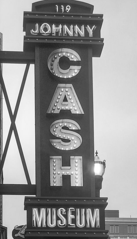 Johnny Cash Museum, Nashville, TN | Photo by Marlena Johnny Cash Museum Nashville, Nashville Tennessee Vacation, Vertical Signs, Johnny Cash Museum, Music Lounge, June Carter Cash, Johnny And June, Life Pics, Visit Nashville