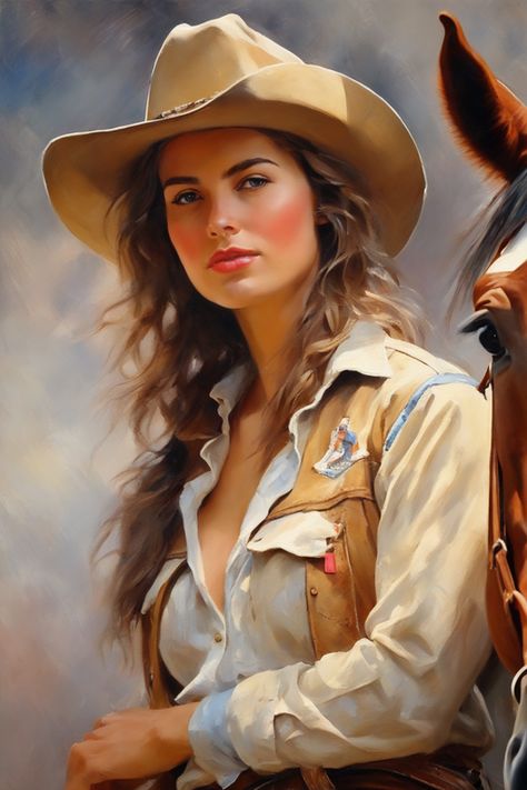 Blonde Cowgirl Art, Western Gunslinger Art, Cowboy Women, Cowgirl Pictures, Cowboy Stuff, Western Artwork, Western Tattoos, Western Photography, Painting Of A Woman