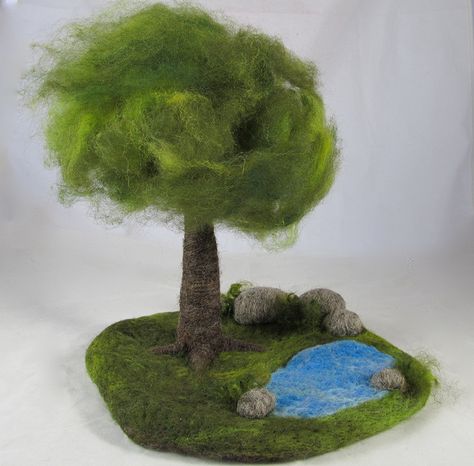 needle felted playmat-changing seasons tree by dragonflyducky, via Flickr Felted Tree, Needle Felted Tree, Needle Felting Trees Ideas, Christmas Tree Needle Felting, Needle Felted Fairy Garden, Felt Play Mat, Wood Art Diy, Japanese Tree, Felt Tree