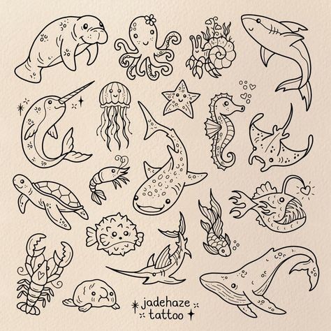 Underwater Drawing, Sea Creatures Drawing, Ocean Drawing, Flash Designs, Sea Drawing, Sea Creatures Art, Art Sketches Doodles, Art Painting Tools, Creative Drawing Prompts