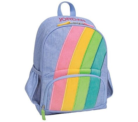 Kids Small Backpacks & Mini Backpacks For Toddlers | Pottery Barn Kids Rainbow Applique, Rainbow Backpack, Small Backpacks, Kids Close, Mini Backpacks, Colorful Backpacks, Toddler Backpack, Barbie Stuff, Small Backpack