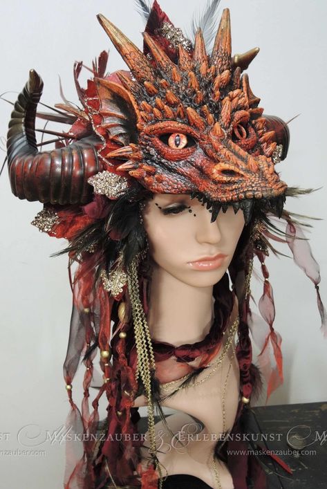 Dragon Headpiece Diy, Animal Headpiece, Dragon Headdress, Dragon Headpiece, Dragon Costume Women, Woodland Costume, Dragon Crown, Dragon Lady, Dragon Hats