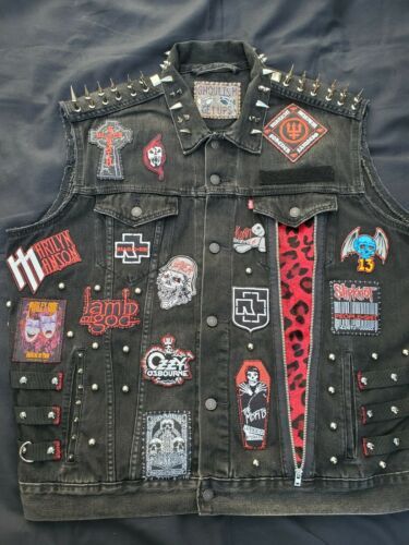 Punk Rock Black Metal Custom Patched Battle Vest Denim Jacket Studs & Spikes DIY | eBay Punk Jacket Diy, Hair Clips Crochet, Spiked Leather Jacket, Battle Vest, Punk Fashion Diy, Vest Patches, Diy Denim Jacket, Crust Punk, Band Outfits