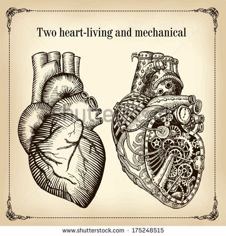 Mechanical Heart Art, Human Heart Art, Mechanical Heart, Anatomical Art, Drawing Machine, 2 Hearts, Heart Drawing, Heart Images, Human Heart