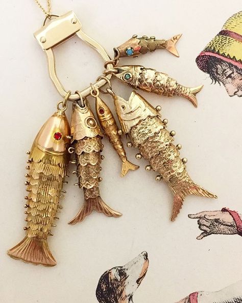 Articulated Fish, Catch Of The Day, Fish Jewelry, Fish Necklace, The Eden, Gold Fish, Chatelaine, Jewelry Lookbook, Jewelry Inspo