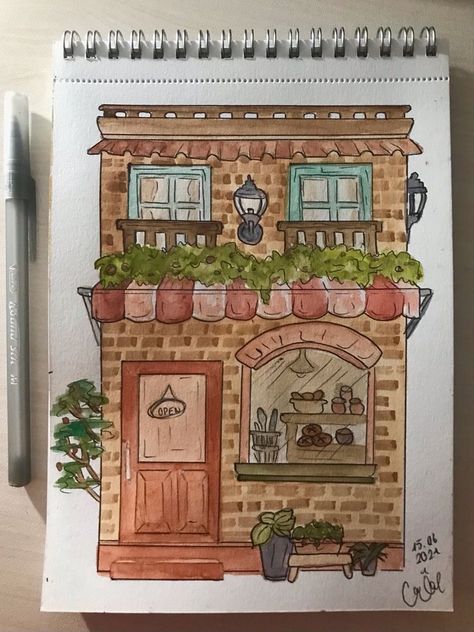 Akvarel Illustration, Watercolor Architecture, Architecture Drawing Art, Small Canvas Art, Watercolor Art Lessons, Arte Sketchbook, Sketchbook Inspiration, Diy Canvas Art Painting, Mini Canvas Art