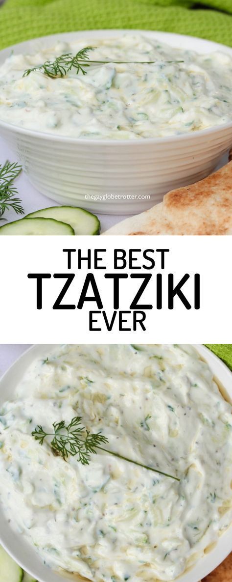 Homemade Tzatziki is one of my favorite dips! Greek yogurt is mixed with freshly grated cucumber, dill, garlic, and lemon zest then topped with olive oil. Best Tzatziki Sauce, Best Tzatziki Sauce Recipe, Greek Tzatziki, Tzatziki Sauce Recipe, Greek Dinners, Tzatziki Recipes, Homemade Tzatziki, My Favorite Recipes, Tzatziki Sauce