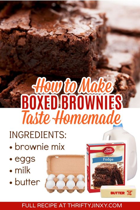 Boxed Brownies Better, Brownie Hacks, Boxed Brownie Recipes, Boxed Brownies, Cake Like Brownies, Brownie Mix Recipes, Cake Mix Brownies, Best Brownie Recipe, Brownies Recipe Homemade