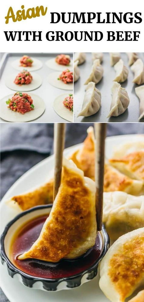 Meat Dumplings Chinese, Beef Pot Stickers Recipe, Asian Beef Dumplings, Ground Beef Dumplings Recipe, Homemade Potstickers Dough, Beef Dumplings Recipe Chinese, Beef Dumplings Recipe Homemade, Easy Beef Dumplings Recipe, Potsticker Filling Recipe