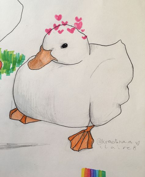 Fluffy Duck Drawing, Fat Duck Drawing, Duck Drawing Aesthetic, Cute Duck Drawing, Fluffy Duck, Fat Duck, Duck Drawing, Drawing Aesthetic, Christmas Duck