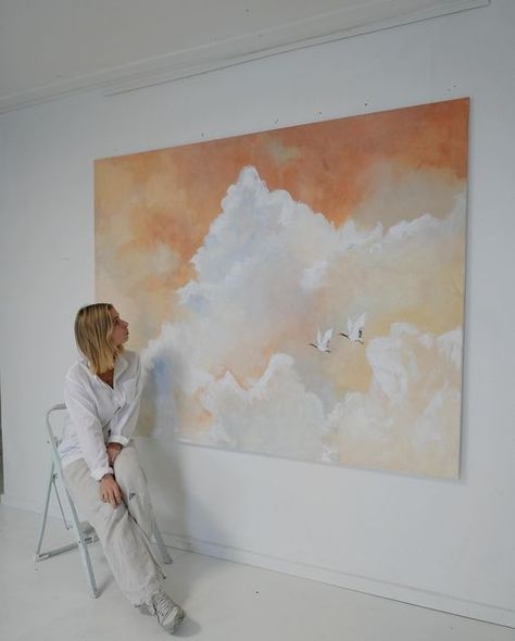 Large Art Painting, Large Abstract Landscape Painting, Art Inspiration Painting Aesthetic, Large Scale Watercolor Painting, Big Art Painting, Diy Large Canvas Art, Big Art Pieces, Big Painting Ideas, Large Painting Ideas