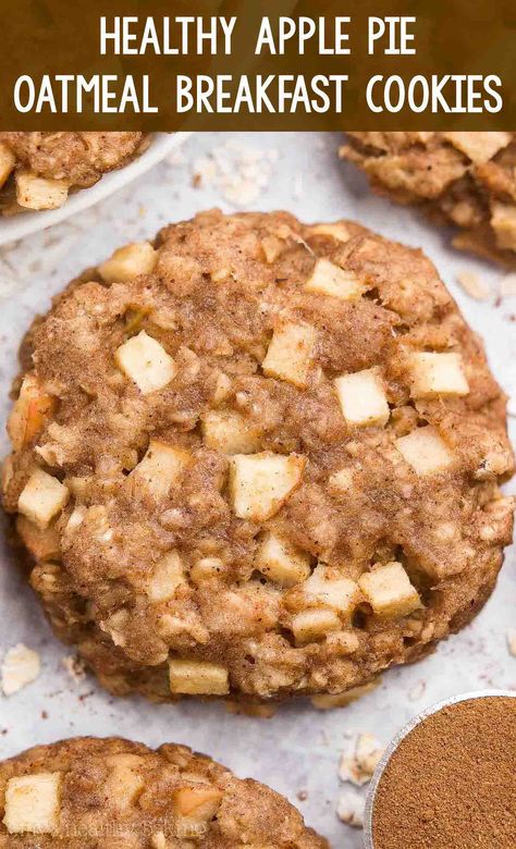 Breakfast Cookies For Kids, Healthy Clean Eating Breakfast, Healthy Apple Pie Oatmeal, Apple Pie Oatmeal, Healthy Apple Pie, Menu Sarapan Sehat, Oatmeal Breakfast Cookies, Cookies Healthy, Breakfast Cookies Healthy