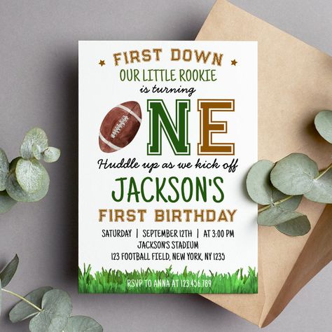 All Star Party, Sports Party Invitations, Football First Birthday, Football Birthday Invitations, Sports Birthday Invitations, Football Invitations, Baby Joey, Sport Theme, Boys First Birthday Party Ideas