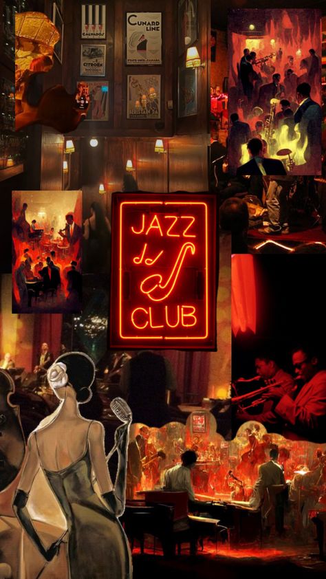 Jazz Club, Collage, Bar, Wall