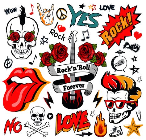 Punk Rock Tattoos, Decorative Symbols, Music Birthday Party, Punk Subculture, Poster Punk, Image Rock, Poster Rock, Rock Tattoo, Glasses Design