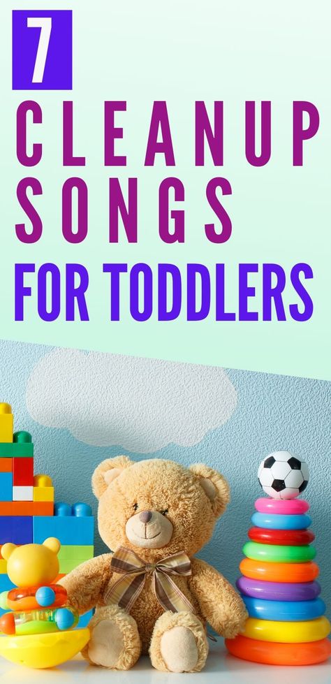 7 fun clean up songs for toddlers to get them to clean up their toys. Because we all know that a fun song works better than pleading with a toddler. Use these cleanup songs to teach your child to clean up after themselves and make it fun for them to do cleanup chores. Clean Up Songs For Preschool, Classroom Management Songs, Transition Songs For Preschool, Sensory Projects, Clean Up Song, Welcome To Preschool, Toddler Cleaning, Super Nanny, Toddler Sleep Training