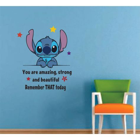 Amazing Lilo and Stitch Quote Cartoon Decors Wall Sticker Art Design Decal for Girls Boys Kids Room Bedroom Nursery Kindergarten House Fun Home Decor Stickers Wall Art Vinyl Decoration (20x18 inch) - Walmart.com Lilo And Stitch Wall Mural, Stitch Wall Stickers, Stitch And Angel Room Ideas, Stitch Room Ideas Bedrooms, Lilo And Stitch Decor, Disney Room Decor For Kids, Stitch Bedroom Ideas For Teens, Stitch Room Decor Ideas, Stitch Bedroom Ideas For Kids