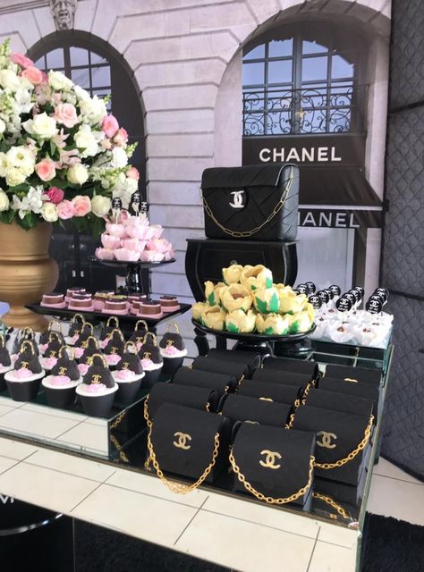 Chanel 13 Birthday, Coco Chanel Theme Party Outfit, Elegant Paris Theme Party, Fashion Theme Party Ideas, Fashion Designer Party Theme, Dior Birthday Party Ideas, Fashion Week Birthday Theme, Coco Chanel Theme Birthday Party, Purse Theme Party Ideas