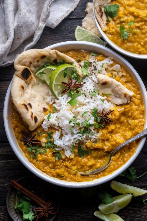 Creamy Coconut Pumpkin Dal Pumpkin Dahl, Chickpea Dal, Pumpkin Dal, Wandering Chickpea, Cooking Basmati Rice, Steamed Green Beans, Red Lentils, Dal Recipe, Easy One Pot Meals