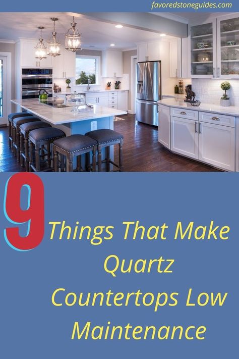 If you're looking for a low-maintenance countertop option, quartz might be the perfect choice for you. Here are 9 things that make quartz countertops a great pick. From durability to ease of cleaning, there's plenty to love about quartz!#hacks #marble #stone #awesome #fyi #guide #tips #tiles #stones #best Low Maintenance Kitchen, Countertop Options, Quartz Countertop, Marble Stone, Counter Tops, Quartz Countertops, Kitchen Countertops, Low Maintenance, Laminate