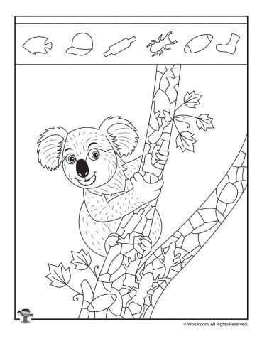 Koala Hidden Picture Puzzle Page English Puzzles, Hidden Picture Games, Koala Craft, Drawing Books For Kids, Vacation Bible School Craft, Australia Crafts, Hidden Picture Puzzles, Italy For Kids, Printable Puzzles For Kids