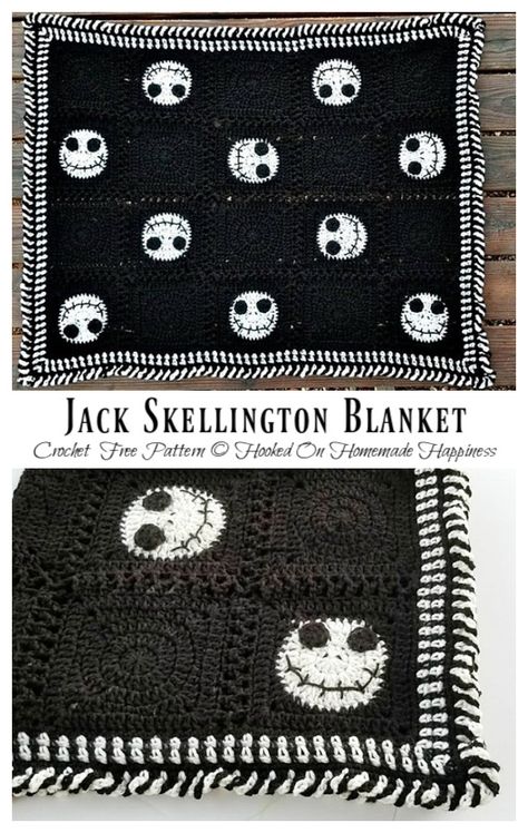 Halloween Jack Skellington Blanket Crochet Free Pattern - Crochet & Knitting Nightmare Before Christmas Crochet Blanket Pattern, Crochet Nightmare Before Christmas Blanket, Crochet Jack Skellington Pattern Free, Nightmare Before Christmas Crochet Blanket, Nightmare Before Christmas Crochet Free, Jack Skellington Crochet Pattern Free, Jack Skellington Crochet Pattern, Jack Skellington Blanket, Jack Skellington Crochet