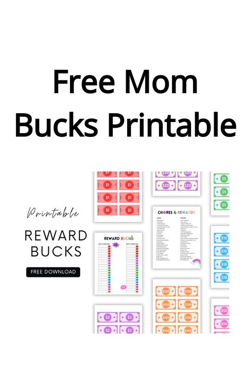 Free Mom Bucks Printable collection including reward bucks and chore charts for kids. Mom Bucks, Reward System For Kids, Weaning Recipes, Good Behavior, Reward System, The Mundane, Reward Chart, Beauty Crafts, Busy Family