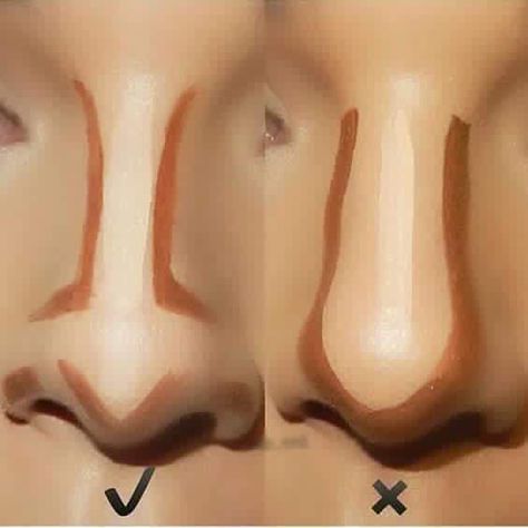 Makeup Tips Contouring, Teknik Makeup, Membentuk Alis, Nose Makeup, Makeup Order, Makeup Tip, Makeup 101, Nose Contouring, 얼굴 그리기