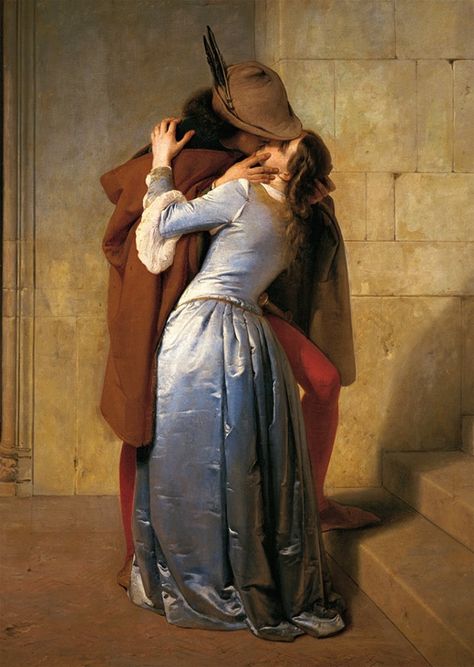 19 Century Aesthetic, Romanticism Paintings, Neoclassical Painting, Neoclassical Art, Kiss Painting, Representational Art, 19th Century Paintings, Historical Painting, Italian Painters