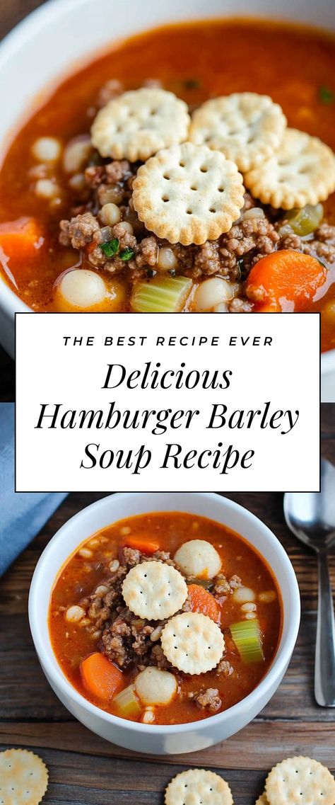 Image for Delicious Hamburger Barley Soup Recipe Instant Pot Hamburger Soup With Barley, Ground Beef And Barley Soup, Beef Barley Soup Stovetop, Hamburger Barley Soup, Barley Soup Recipe, Healthy Hamburger, Stews Recipes, Soup Lovers, Barley Recipe