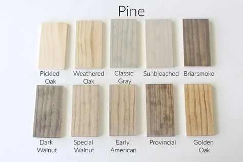 How 10 Different Stains Look on Different Pieces of Wood - Within the Grove Weathered Oak Stain, Pine Wood Flooring, Stain On Pine, Minwax Stain, Floor Stain, Bleached Wood, Wood Stain Colors, Different Types Of Wood, Pine Floors