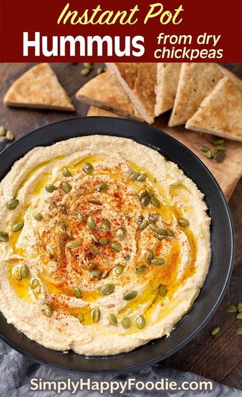 Instant Pot Hummus, Vegan Bean Recipes, Pane Pita, Tartiflette Recipe, Instapot Meals, Cooked Chickpeas, Hummus Recipe Homemade, Electric Pressure Cooker Recipes, Party Dip