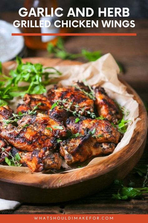 The best recipe for grilled chicken wings with an easy garlic and herb marinade. Fire up the charcoal or gas grill and learn how to make these crispy wings! #whatshouldimakefor #grillingrecipe #chickenwings #grilledchickenwings #grillit #wingrecipes Best Grilled Chicken Wings, Best Spaghetti Recipe, Grilled Chicken Wings Recipe, Chicken Wing Marinade, The Best Grilled Chicken, Best Grilled Chicken, Spaghetti Recipes Easy, Grilled Wings, Spicy Wings