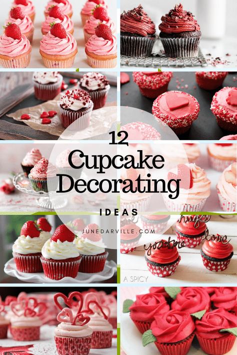 Valentines Cupcakes Decoration, Valentine Dessert, Cupcake Decorating Ideas, Cupcakes Decorating, Valentine Cupcakes, Valentines Baking, Valentine Day Cupcakes, Valentine Desserts, Valentines Cupcakes