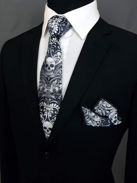 Skull Tie, Goth Wedding, Dark Wedding, Dress Suits For Men, Broken Arrow, Unique Ties, Wedding Order, Fashion Suits For Men, Gothic Wedding