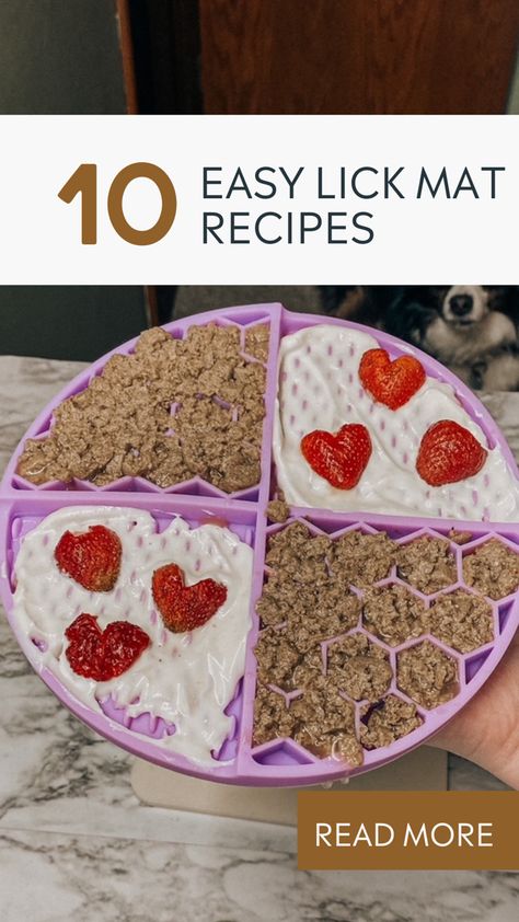 Bison Dog Treats, Diy Lick Bowl For Dogs, Easy Lick Mat Recipes, Dog Frozen Lick Mat, Lick Mat Recipes For Puppy, Dog Enrichment Lick Mat, Pet Lick Mat Recipes, Food Enrichment For Dogs, Dog Lick Pad Recipes