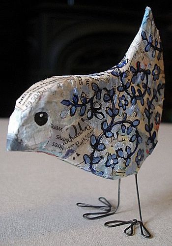 blue blossom bird | by Joy Williams Bird On A Wire, Paper Mache Projects, Blue Blossom, Paper Mache Animals, Paper Mache Clay, Paper Mache Sculpture, Paper Mache Art, Paper Mache Crafts, Paper Birds