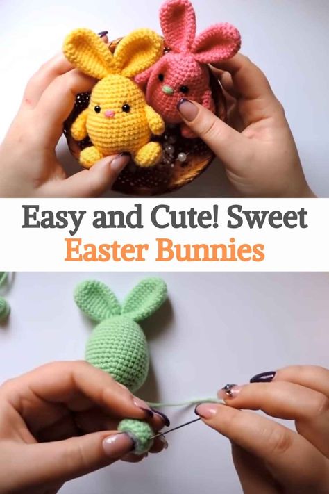 Crochet Rabbit Free Pattern, Crochet Keychain Ideas, Easter Crochet Patterns Free, Whimsical Crochet, Easter Bunny Crochet Pattern, Amigurumi Food, Play Kitchens, Colorful Chocolate, Keychain Ideas