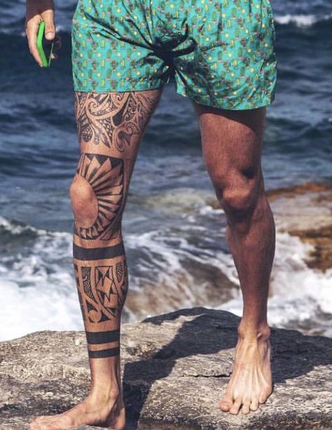 Thigh Sleeve Tattoo For Men, Leg Maori Tattoo Men, Men Tattoo Leg Ideas, Maori Tattoo Designs Leg, Tatoos Men Leg Ideas, Maori Arm Tattoo, Men Leg Sleeve, Maori Tattoo Leg, Upper Leg Tattoo Men