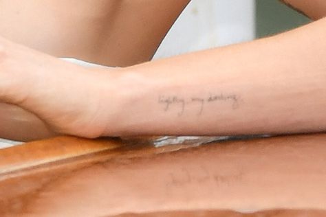 Dakota Johnson Body, Grey Ink Tattoo, Grey Ink Tattoos, Tattoos And Their Meanings, 12 Tattoos, Dakota Style, Cursive Words, Lilac Nails, Poke Tattoo