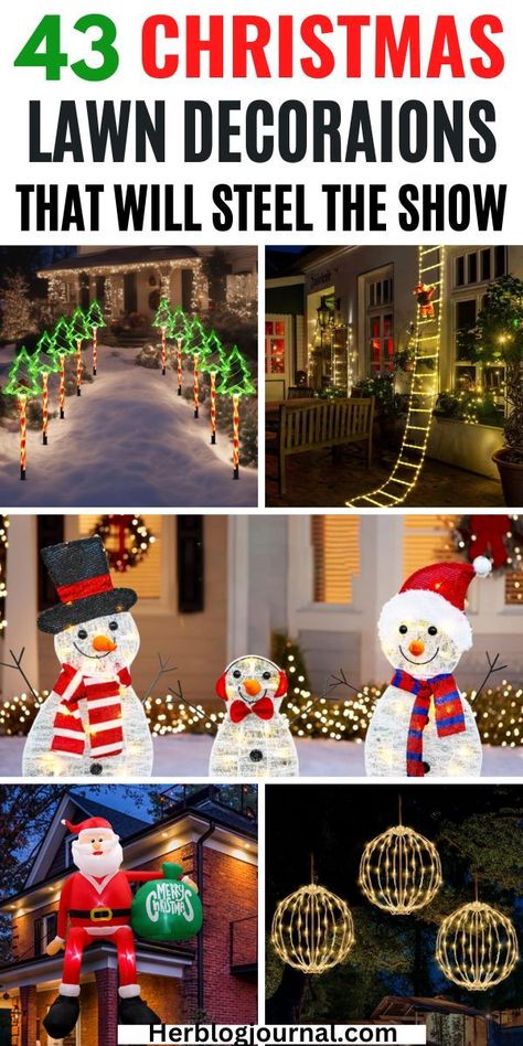 Christmas outdoor decorations for front yard Christmas Lawn Decorations Front Yards, Christmas Outdoor Decor Ideas, Diy Lighting Ideas, Door Accents, Christmas Outdoor Decor, Christmas Lawn Decorations, Outdoor Decor Ideas, Lawn Decorations, Magical Winter