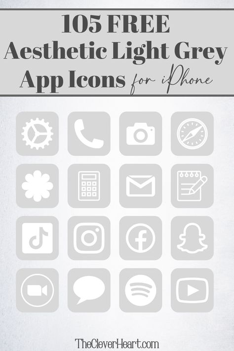 100+ Free Light Grey App Icons for iPhone - The Clever Heart Free White App Icons, White Home Screen Icons, White And Grey Icons, Grey Photos Icon, Light Grey Icons For Apps, Light Grey Icons Aesthetic, Light Grey App Icons Aesthetic, App Icon Aesthetic Neutral, Light Gray Icons