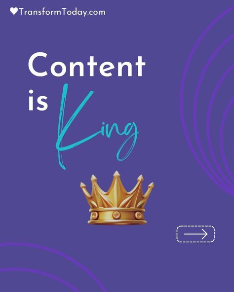 When building your authority, content is king 👑. Distribution is queen 👑. And a royal strategy 😉 👉 is to repurpose and make the most of your assets. Thus, a good rule of thumb is to take your remarkable content (whether it's a blog, video, podcast, or ebook) and leverage the heck out of it. What does that mean? In a nutshell, reuse the content on different sites in different ways. For example, if you have a blog post, then you can create spin-off content such as: ✔️ Quote graphics (memes... Video Podcast, Rule Of Thumb, Blog Video, Graphic Quotes, In A Nutshell, Social Media Content, Repurpose, Media Marketing, Social Media Marketing