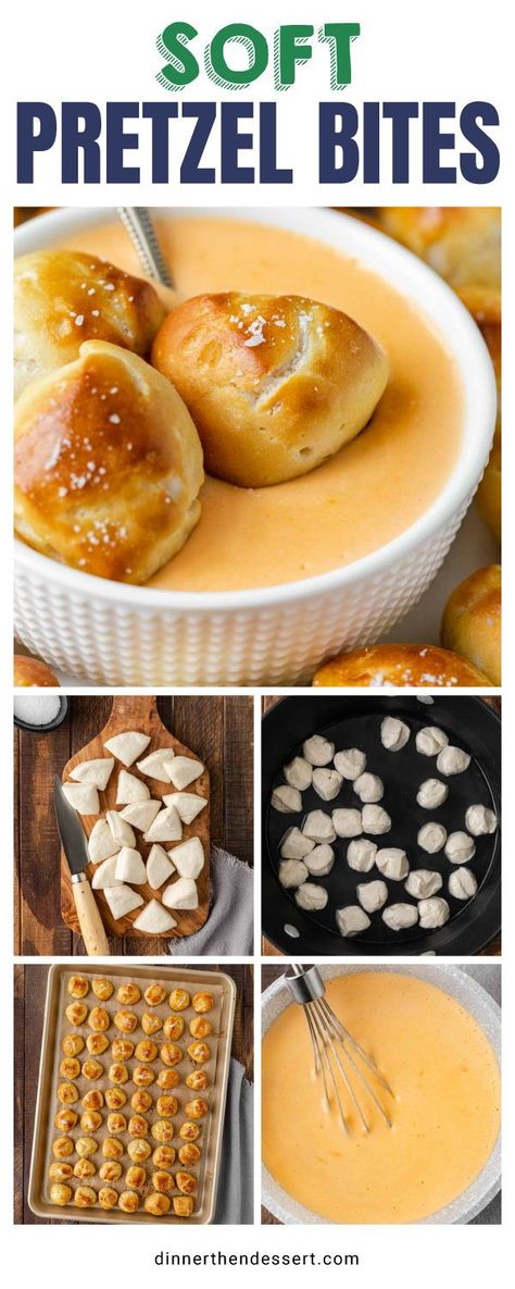 Easy Soft Pretzel Bites recipe hack for bite-sized semi homemade pretzels using biscuit dough! With a creamy cheddar cheese dipping sauce. Soft Pretzel Bites are pretty much everything you want in an appetizer. Pillsbury Pizza Dough Pretzel Bites, Hot Pretzel Bites, Easy Pretzel Bites From Biscuits, Biscuit Pretzels With Cheese Sauce, Pretzel Recipe Biscuit Dough, Soft Pretzel Bites With Cheese Sauce, Diy Pretzels Easy, Easy Pretzel Recipe Pillsbury, Quick And Easy Pretzel Bites