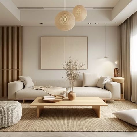 Japandi Living Room, Japandi Interior Design, Japandi Living, Minimalist Living Room Design, Contemporary Living Room Design, Japandi Design, Salon Suites, Japandi Interior, Living Room Sofa Design