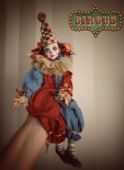 Vintage Jester Costume, Vintage Clown Doll, Jester Doll, Jester Clown, Clown Core, Jester Costume, Pierrot Clown, Circus Aesthetic, Female Clown