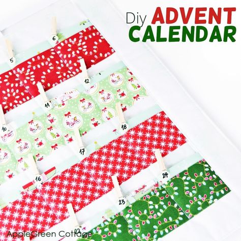 Diy Advent Calendar - Pretty And Easy to Sew! - AppleGreen Cottage Countdown Calendar Ideas, Advent Calendar Sewing Pattern, Diy Christmas Countdown Calendar, Advent Calendar Sewing, Diy Christmas Countdown, Reusable Advent Calendar, Nativity Advent Calendar, Advent Calendar Pattern, Make An Advent Calendar