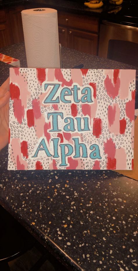 Hand painted ZTA canvas Zeta Canvas Painting, Zta Paintings, Sorority Crafts Canvases, Painted Sorority Letters, Zeta Tau Alpha Canvas, Kappa Alpha Theta Canvas, Zta Canvas, Sorority Canvas Ideas, Delta Zeta Canvas